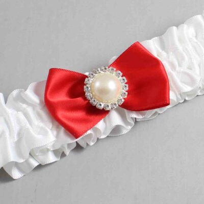 White and Red Satin Wedding Garter / White Wedding Garters / Wedding Garter / Custom Wedding Garter / Bridal Garter / Prom Garter / Linda Joyce Couture / Personalized Garter / Personalized Wedding Garter / Personalized Prom Garter