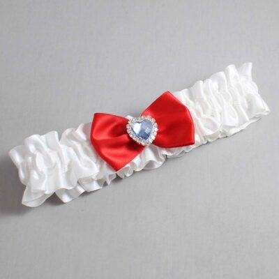 White and Red Satin Wedding Garter / White Wedding Garters / Wedding Garter / Custom Wedding Garter / Bridal Garter / Prom Garter / Linda Joyce Couture / Personalized Garter / Personalized Wedding Garter / Personalized Prom Garter