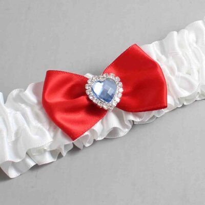 White and Red Satin Wedding Garter / White Wedding Garters / Wedding Garter / Custom Wedding Garter / Bridal Garter / Prom Garter / Linda Joyce Couture / Personalized Garter / Personalized Wedding Garter / Personalized Prom Garter