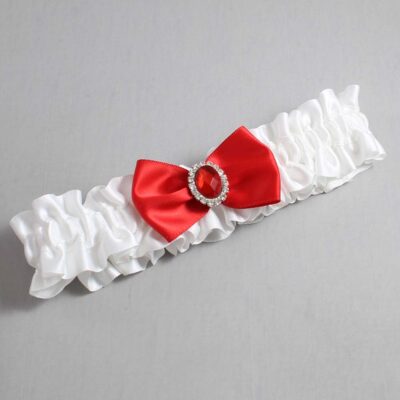 White and Red Satin Wedding Garter / White Wedding Garters / Wedding Garter / Custom Wedding Garter / Bridal Garter / Prom Garter / Linda Joyce Couture / Personalized Garter / Personalized Wedding Garter / Personalized Prom Garter