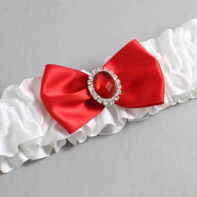 White and Red Satin Wedding Garter / White Wedding Garters / Wedding Garter / Custom Wedding Garter / Bridal Garter / Prom Garter / Linda Joyce Couture / Personalized Garter / Personalized Wedding Garter / Personalized Prom Garter