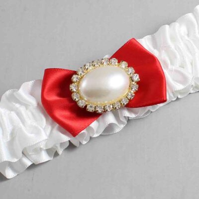 White and Red Satin Wedding Garter / White Wedding Garters / Wedding Garter / Custom Wedding Garter / Bridal Garter / Prom Garter / Linda Joyce Couture / Personalized Garter / Personalized Wedding Garter / Personalized Prom Garter