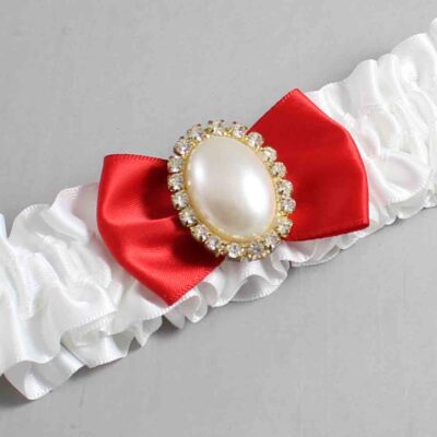 White and Red Satin Wedding Garter / White Wedding Garters / Wedding Garter / Custom Wedding Garter / Bridal Garter / Prom Garter / Linda Joyce Couture / Personalized Garter / Personalized Wedding Garter / Personalized Prom Garter