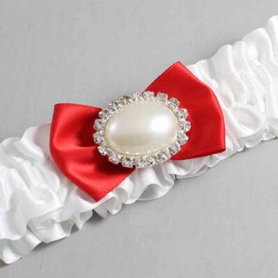 White and Red Satin Wedding Garter / White Wedding Garters / Wedding Garter / Custom Wedding Garter / Bridal Garter / Prom Garter / Linda Joyce Couture / Personalized Garter / Personalized Wedding Garter / Personalized Prom Garter