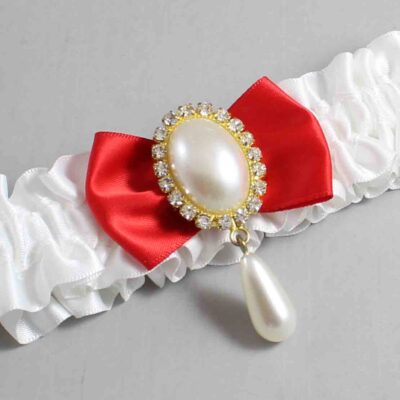 White and Red Satin Wedding Garter / White Wedding Garters / Wedding Garter / Custom Wedding Garter / Bridal Garter / Prom Garter / Linda Joyce Couture / Personalized Garter / Personalized Wedding Garter / Personalized Prom Garter