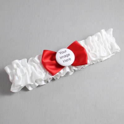 White and Red Satin Wedding Garter / White Wedding Garters / Wedding Garter / Custom Wedding Garter / Bridal Garter / Prom Garter / Linda Joyce Couture / Personalized Garter / Personalized Wedding Garter / Personalized Prom Garter