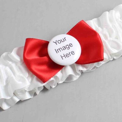 White and Red Satin Wedding Garter / White Wedding Garters / Wedding Garter / Custom Wedding Garter / Bridal Garter / Prom Garter / Linda Joyce Couture / Personalized Garter / Personalized Wedding Garter / Personalized Prom Garter
