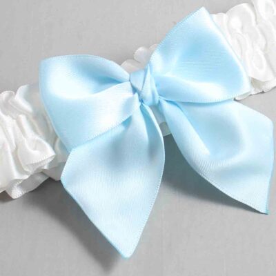 White and Alice Blue Satin Wedding Garter / White and Blue Wedding Garters / Wedding Garter / Custom Wedding Garter / Bridal Garter / Prom Garter / Linda Joyce Couture / Personalized Garter / Personalized Wedding Garter / Personalized Prom Garter