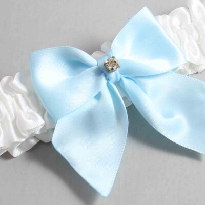 White and Alice Blue Satin Wedding Garter / White and Blue Wedding Garters / Wedding Garter / Custom Wedding Garter / Bridal Garter / Prom Garter / Linda Joyce Couture / Personalized Garter / Personalized Wedding Garter / Personalized Prom Garter