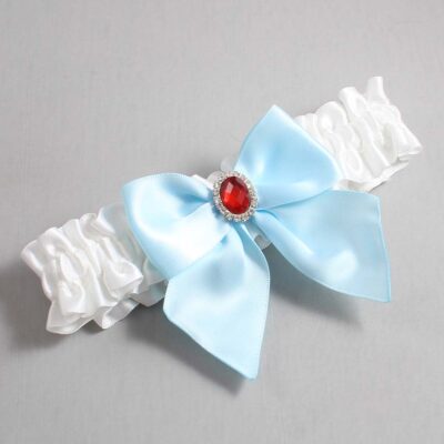 White and Alice Blue Satin Wedding Garter / White and Blue Wedding Garters / Wedding Garter / Custom Wedding Garter / Bridal Garter / Prom Garter / Linda Joyce Couture / Personalized Garter / Personalized Wedding Garter / Personalized Prom Garter