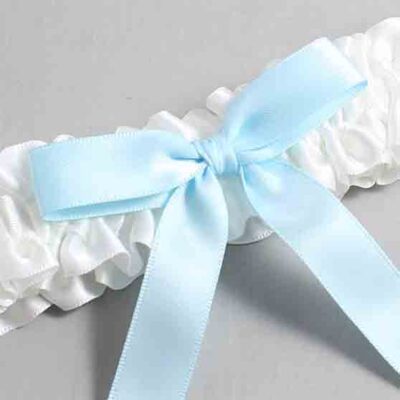 White and Alice Blue Satin Wedding Garter / White Wedding Garters / Wedding Garter / Custom Wedding Garter / Bridal Garter / Prom Garter / Linda Joyce Couture / Personalized Garter / Personalized Wedding Garter / Personalized Prom Garter