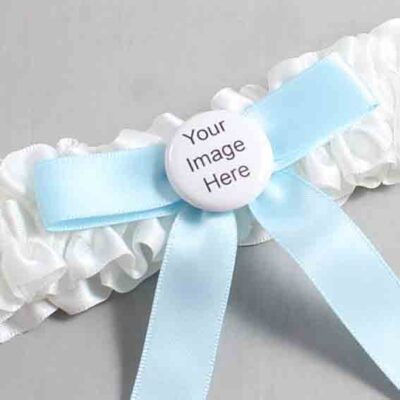 White and Alice Blue Satin Wedding Garter / White Wedding Garters / Wedding Garter / Custom Wedding Garter / Bridal Garter / Prom Garter / Linda Joyce Couture / Personalized Garter / Personalized Wedding Garter / Personalized Prom Garter