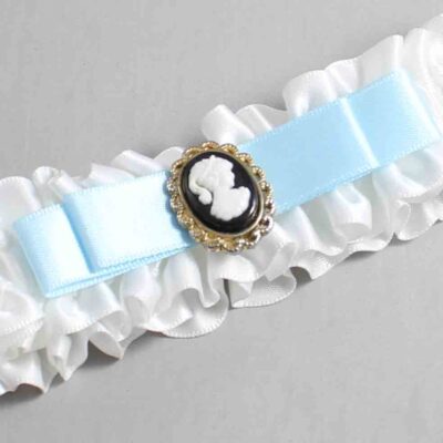 White and Alice Blue Satin Wedding Garter / White Wedding Garters / Wedding Garter / Custom Wedding Garter / Bridal Garter / Prom Garter / Linda Joyce Couture / Personalized Garter / Personalized Wedding Garter / Personalized Prom Garter
