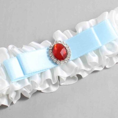 White and Alice Blue Satin Wedding Garter / White Wedding Garters / Wedding Garter / Custom Wedding Garter / Bridal Garter / Prom Garter / Linda Joyce Couture / Personalized Garter / Personalized Wedding Garter / Personalized Prom Garter