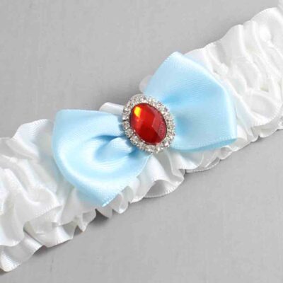 White and Alice Blue Satin Wedding Garter / White Wedding Garters / Wedding Garter / Custom Wedding Garter / Bridal Garter / Prom Garter / Linda Joyce Couture / Personalized Garter / Personalized Wedding Garter / Personalized Prom Garter