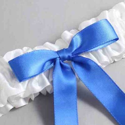 White and Royal Blue Satin Wedding Garter / White Wedding Garters / Wedding Garter / Custom Wedding Garter / Bridal Garter / Prom Garter / Linda Joyce Couture / Personalized Garter / Personalized Wedding Garter / Personalized Prom Garter