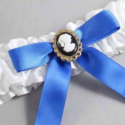 White and Royal Blue Satin Wedding Garter / White Wedding Garters / Wedding Garter / Custom Wedding Garter / Bridal Garter / Prom Garter / Linda Joyce Couture / Personalized Garter / Personalized Wedding Garter / Personalized Prom Garter
