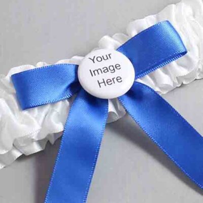 White and Royal Blue Satin Wedding Garter / White Wedding Garters / Wedding Garter / Custom Wedding Garter / Bridal Garter / Prom Garter / Linda Joyce Couture / Personalized Garter / Personalized Wedding Garter / Personalized Prom Garter