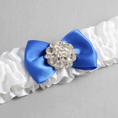 White and Royal Blue Satin Wedding Garter / White Wedding Garters / Wedding Garter / Custom Wedding Garter / Bridal Garter / Prom Garter / Linda Joyce Couture / Personalized Garter / Personalized Wedding Garter / Personalized Prom Garter