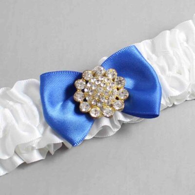 White and Royal Blue Satin Wedding Garter / White Wedding Garters / Wedding Garter / Custom Wedding Garter / Bridal Garter / Prom Garter / Linda Joyce Couture / Personalized Garter / Personalized Wedding Garter / Personalized Prom Garter