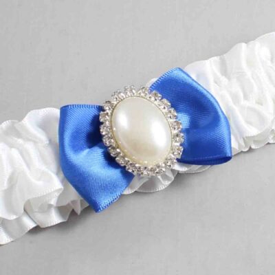 White and Royal Blue Satin Wedding Garter / White Wedding Garters / Wedding Garter / Custom Wedding Garter / Bridal Garter / Prom Garter / Linda Joyce Couture / Personalized Garter / Personalized Wedding Garter / Personalized Prom Garter