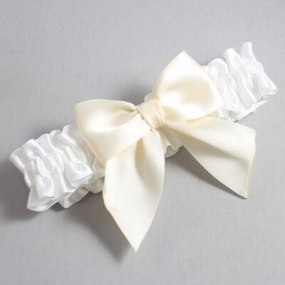 White and Ivory Satin Wedding Garter / White and Ivory Wedding Garters / Wedding Garter / Custom Wedding Garter / Bridal Garter / Prom Garter / Linda Joyce Couture / Personalized Garter / Personalized Wedding Garter / Personalized Prom Garter