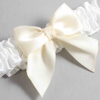 White and Ivory Satin Wedding Garter / White and Ivory Wedding Garters / Wedding Garter / Custom Wedding Garter / Bridal Garter / Prom Garter / Linda Joyce Couture / Personalized Garter / Personalized Wedding Garter / Personalized Prom Garter
