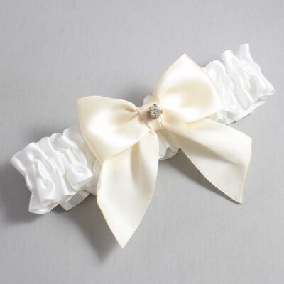 White and Ivory Satin Wedding Garter / White and Ivory Wedding Garters / Wedding Garter / Custom Wedding Garter / Bridal Garter / Prom Garter / Linda Joyce Couture / Personalized Garter / Personalized Wedding Garter / Personalized Prom Garter