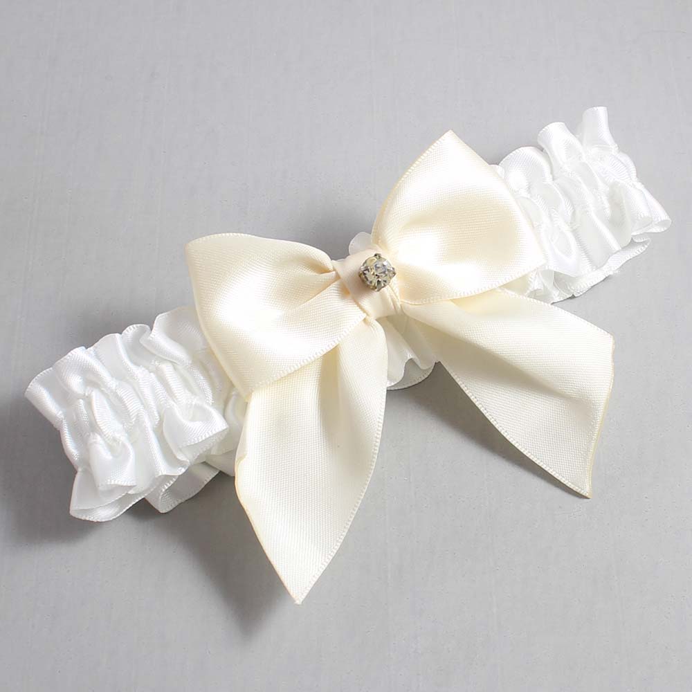 White and Ivory Satin Wedding Garter / White and Ivory Wedding Garters / Wedding Garter / Custom Wedding Garter / Bridal Garter / Prom Garter / Linda Joyce Couture / Personalized Garter / Personalized Wedding Garter / Personalized Prom Garter