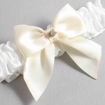 White and Ivory Satin Wedding Garter / White and Ivory Wedding Garters / Wedding Garter / Custom Wedding Garter / Bridal Garter / Prom Garter / Linda Joyce Couture / Personalized Garter / Personalized Wedding Garter / Personalized Prom Garter