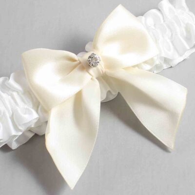 White and Ivory Satin Wedding Garter / White and Ivory Wedding Garters / Wedding Garter / Custom Wedding Garter / Bridal Garter / Prom Garter / Linda Joyce Couture / Personalized Garter / Personalized Wedding Garter / Personalized Prom Garter