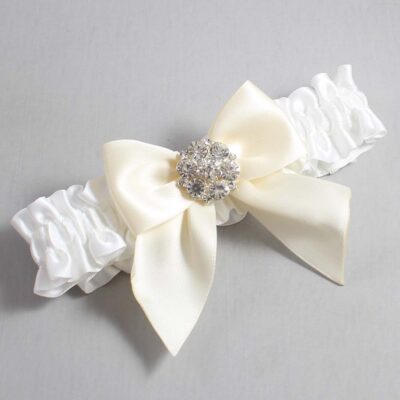 White and Ivory Satin Wedding Garter / White and Ivory Wedding Garters / Wedding Garter / Custom Wedding Garter / Bridal Garter / Prom Garter / Linda Joyce Couture / Personalized Garter / Personalized Wedding Garter / Personalized Prom Garter