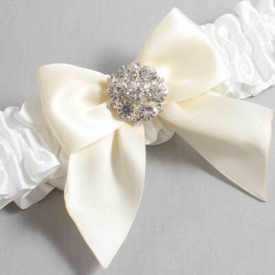 White and Ivory Satin Wedding Garter / White and Ivory Wedding Garters / Wedding Garter / Custom Wedding Garter / Bridal Garter / Prom Garter / Linda Joyce Couture / Personalized Garter / Personalized Wedding Garter / Personalized Prom Garter