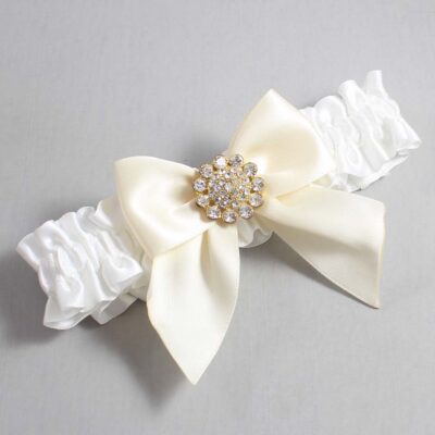 White and Ivory Satin Wedding Garter / White and Ivory Wedding Garters / Wedding Garter / Custom Wedding Garter / Bridal Garter / Prom Garter / Linda Joyce Couture / Personalized Garter / Personalized Wedding Garter / Personalized Prom Garter