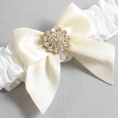 White and Ivory Satin Wedding Garter / White and Ivory Wedding Garters / Wedding Garter / Custom Wedding Garter / Bridal Garter / Prom Garter / Linda Joyce Couture / Personalized Garter / Personalized Wedding Garter / Personalized Prom Garter