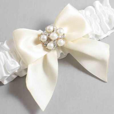White and Ivory Satin Wedding Garter / White and Ivory Wedding Garters / Wedding Garter / Custom Wedding Garter / Bridal Garter / Prom Garter / Linda Joyce Couture / Personalized Garter / Personalized Wedding Garter / Personalized Prom Garter