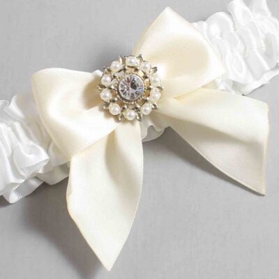 White and Ivory Satin Wedding Garter / White and Ivory Wedding Garters / Wedding Garter / Custom Wedding Garter / Bridal Garter / Prom Garter / Linda Joyce Couture / Personalized Garter / Personalized Wedding Garter / Personalized Prom Garter