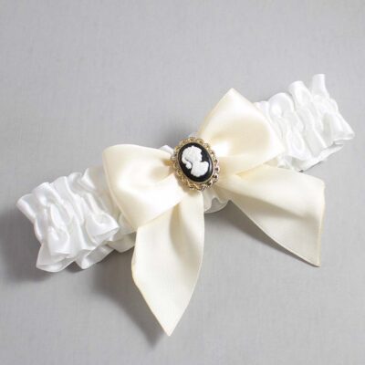 White and Ivory Satin Wedding Garter / White and Ivory Wedding Garters / Wedding Garter / Custom Wedding Garter / Bridal Garter / Prom Garter / Linda Joyce Couture / Personalized Garter / Personalized Wedding Garter / Personalized Prom Garter