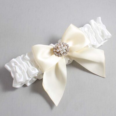 White and Ivory Satin Wedding Garter / White and Ivory Wedding Garters / Wedding Garter / Custom Wedding Garter / Bridal Garter / Prom Garter / Linda Joyce Couture / Personalized Garter / Personalized Wedding Garter / Personalized Prom Garter