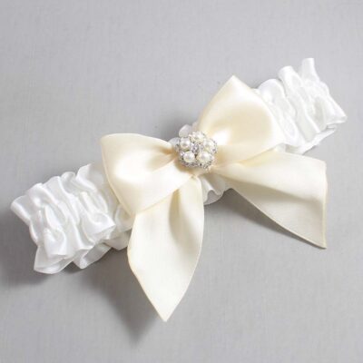White and Ivory Satin Wedding Garter / White and Ivory Wedding Garters / Wedding Garter / Custom Wedding Garter / Bridal Garter / Prom Garter / Linda Joyce Couture / Personalized Garter / Personalized Wedding Garter / Personalized Prom Garter