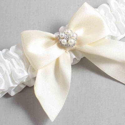 White and Ivory Satin Wedding Garter / White and Ivory Wedding Garters / Wedding Garter / Custom Wedding Garter / Bridal Garter / Prom Garter / Linda Joyce Couture / Personalized Garter / Personalized Wedding Garter / Personalized Prom Garter