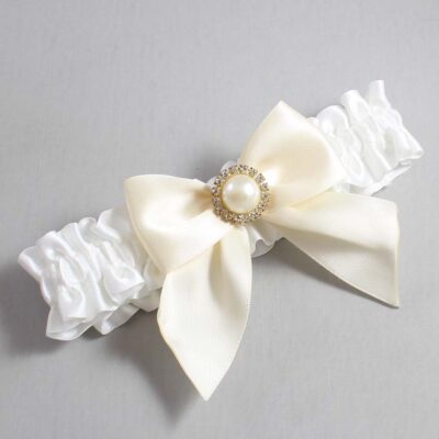 White and Ivory Satin Wedding Garter / White and Ivory Wedding Garters / Wedding Garter / Custom Wedding Garter / Bridal Garter / Prom Garter / Linda Joyce Couture / Personalized Garter / Personalized Wedding Garter / Personalized Prom Garter