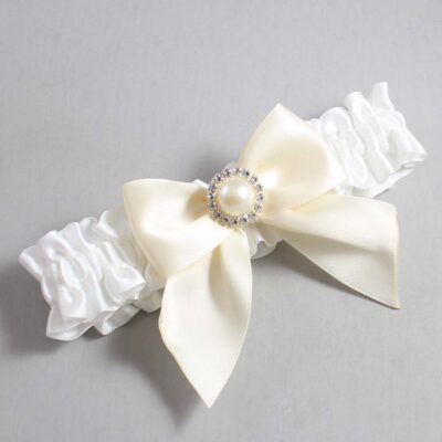 White and Ivory Satin Wedding Garter / White and Ivory Wedding Garters / Wedding Garter / Custom Wedding Garter / Bridal Garter / Prom Garter / Linda Joyce Couture / Personalized Garter / Personalized Wedding Garter / Personalized Prom Garter
