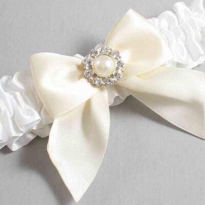 White and Ivory Satin Wedding Garter / White and Ivory Wedding Garters / Wedding Garter / Custom Wedding Garter / Bridal Garter / Prom Garter / Linda Joyce Couture / Personalized Garter / Personalized Wedding Garter / Personalized Prom Garter
