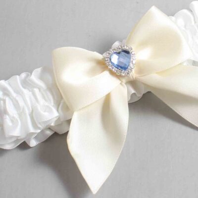 White and Ivory Satin Wedding Garter / White and Ivory Wedding Garters / Wedding Garter / Custom Wedding Garter / Bridal Garter / Prom Garter / Linda Joyce Couture / Personalized Garter / Personalized Wedding Garter / Personalized Prom Garter
