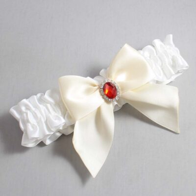 White and Ivory Satin Wedding Garter / White and Ivory Wedding Garters / Wedding Garter / Custom Wedding Garter / Bridal Garter / Prom Garter / Linda Joyce Couture / Personalized Garter / Personalized Wedding Garter / Personalized Prom Garter