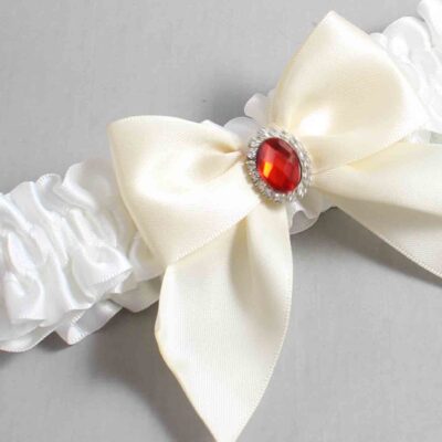 White and Ivory Satin Wedding Garter / White and Ivory Wedding Garters / Wedding Garter / Custom Wedding Garter / Bridal Garter / Prom Garter / Linda Joyce Couture / Personalized Garter / Personalized Wedding Garter / Personalized Prom Garter