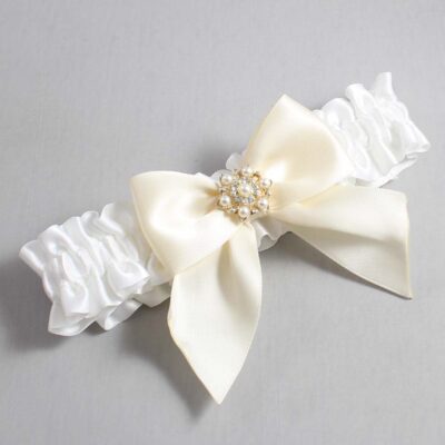 White and Ivory Satin Wedding Garter / White and Ivory Wedding Garters / Wedding Garter / Custom Wedding Garter / Bridal Garter / Prom Garter / Linda Joyce Couture / Personalized Garter / Personalized Wedding Garter / Personalized Prom Garter
