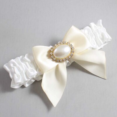 White and Ivory Satin Wedding Garter / White and Ivory Wedding Garters / Wedding Garter / Custom Wedding Garter / Bridal Garter / Prom Garter / Linda Joyce Couture / Personalized Garter / Personalized Wedding Garter / Personalized Prom Garter