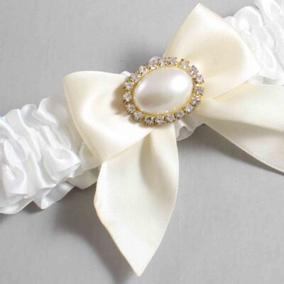 White and Ivory Satin Wedding Garter / White and Ivory Wedding Garters / Wedding Garter / Custom Wedding Garter / Bridal Garter / Prom Garter / Linda Joyce Couture / Personalized Garter / Personalized Wedding Garter / Personalized Prom Garter